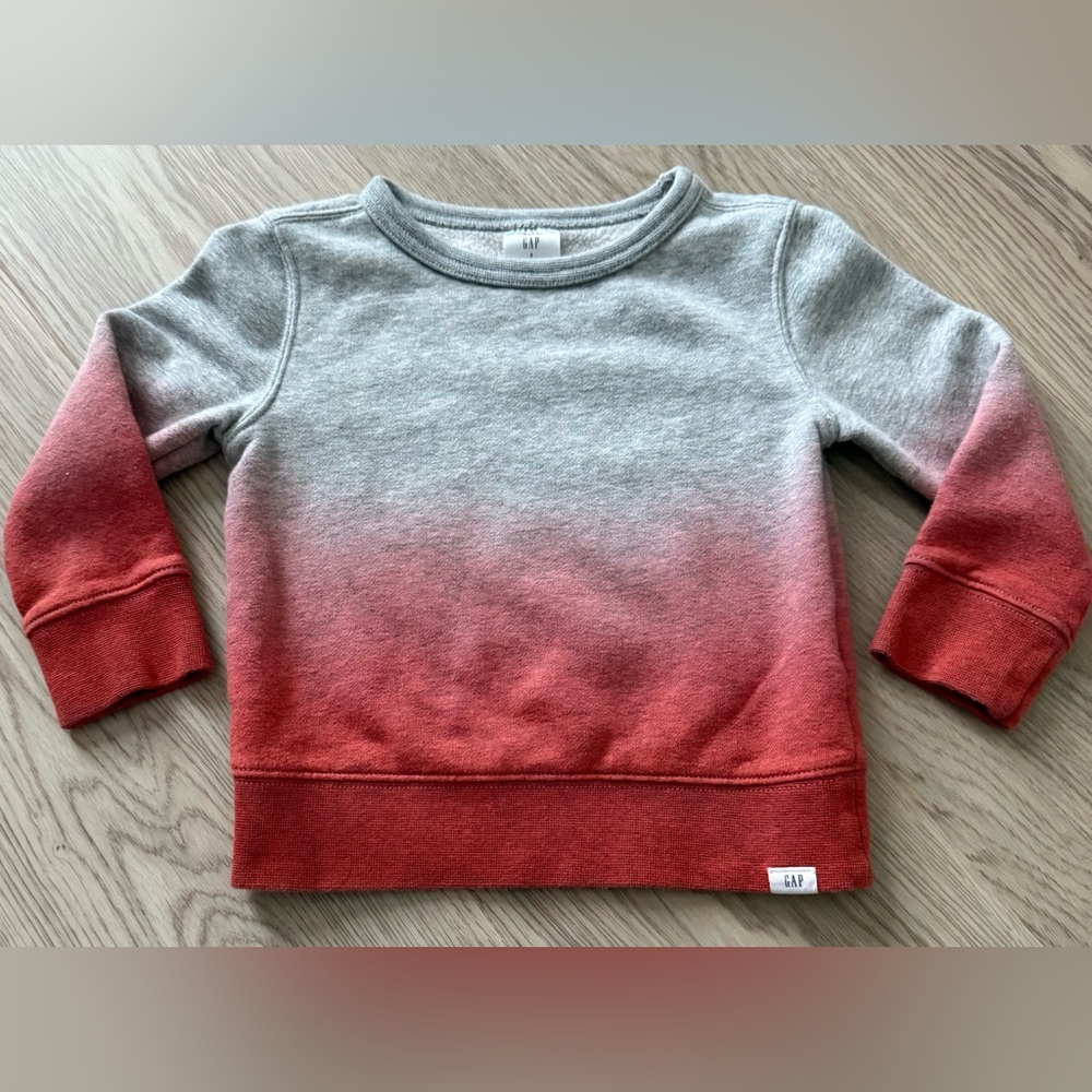 GAP Toddler Boy Gray to Red Ombre Sweatshirt
